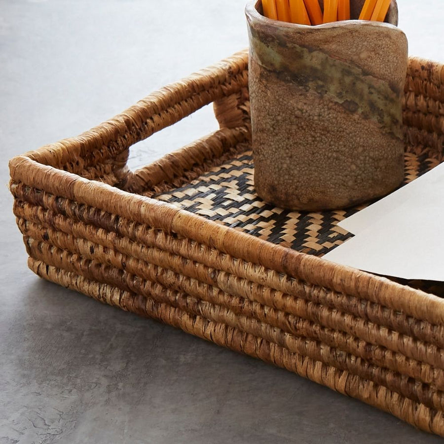 Medium Zig Zag Banana Leaf Fruit Bread Office Rectangle Tray